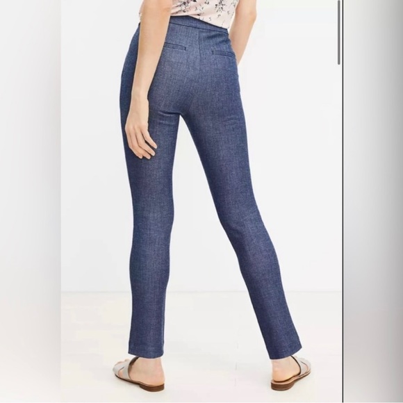 LOFT Chambray Skinny Button Tab Sutton Pants size 16P - Picture 3 of 10
